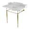 Kingston Brass 36 Carrara Marble Console Sink with Brass Legs, Marble WhiteBrushed Brass LMS3622M87 - alternate 1